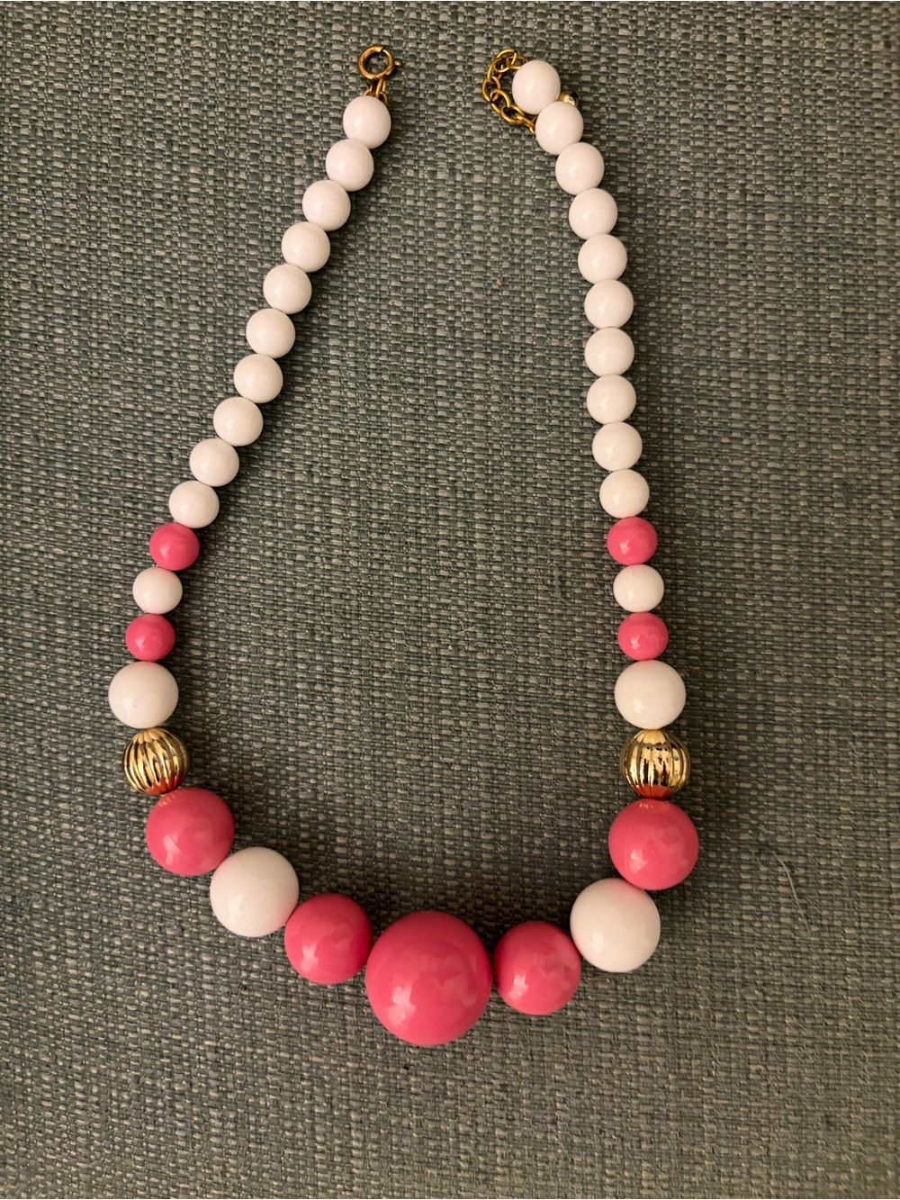Vintage Pink and White Beaded “Bubblegum” Necklace